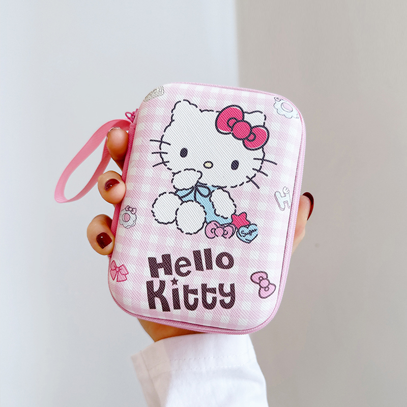 Headphone Case Hard - hello kitty Cartoon Data Cable Headphone