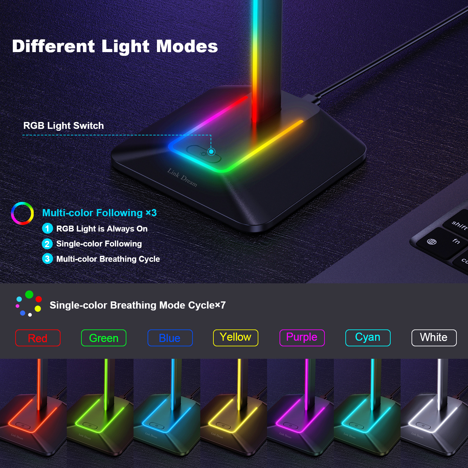 New Bee Z8 RGB Headphones Stan - đánh giá và giá Headphone Stand Desk