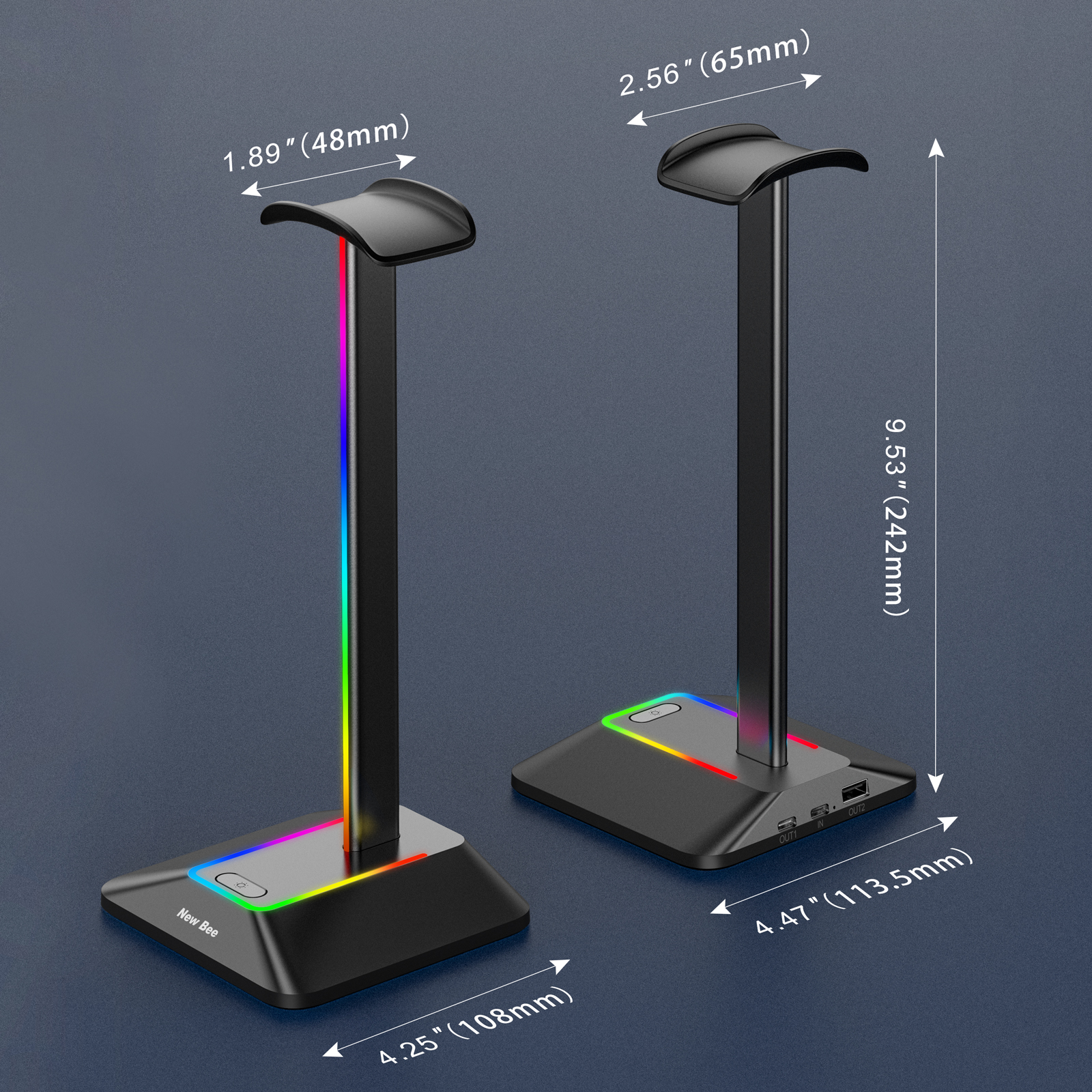 New Bee Z8 RGB Headphones Stan - đánh giá và giá Headphone Stand Desk