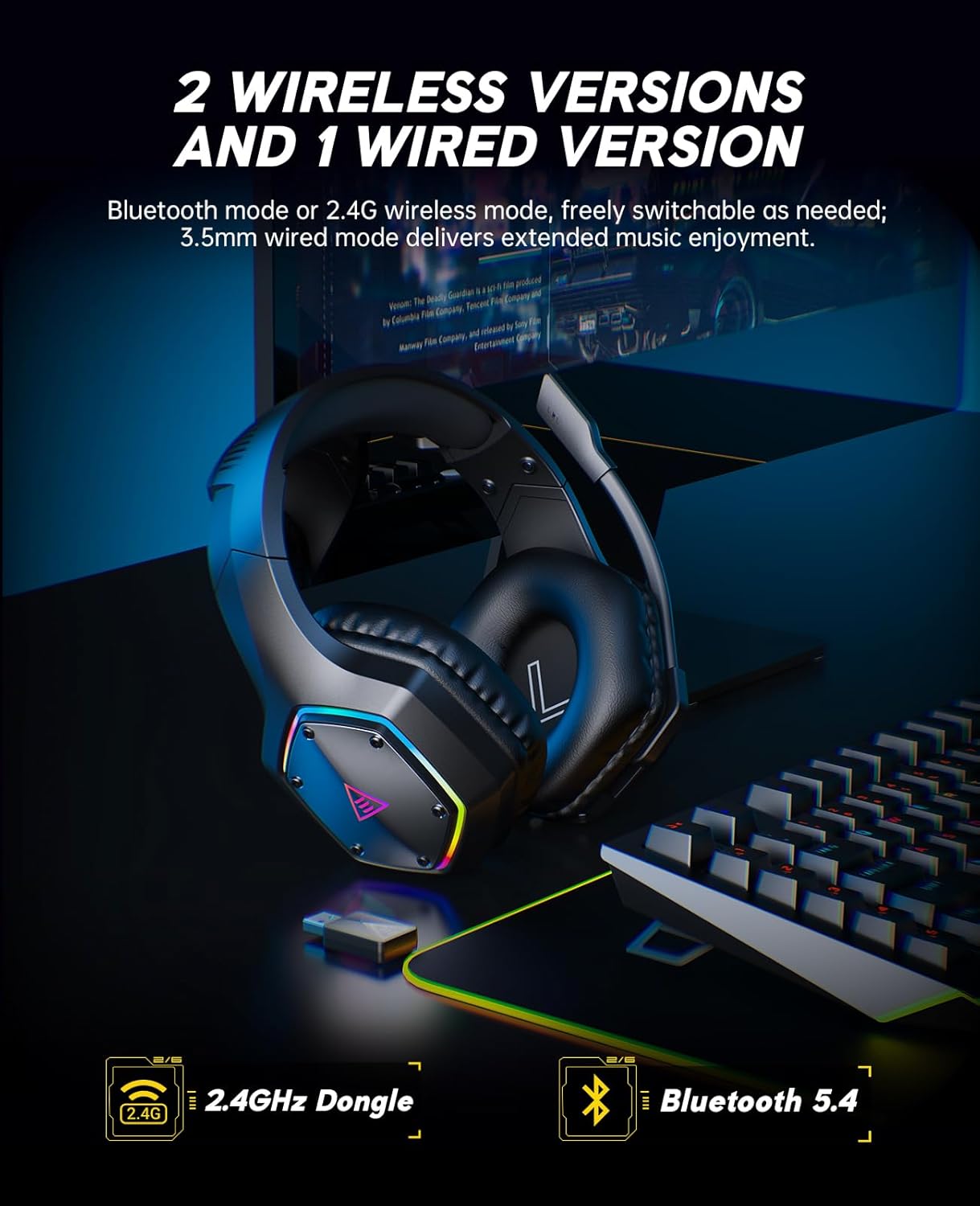 2.4GHz Wireless Gaming Headset - đánh giá và giá Gaming Headset Rgb
