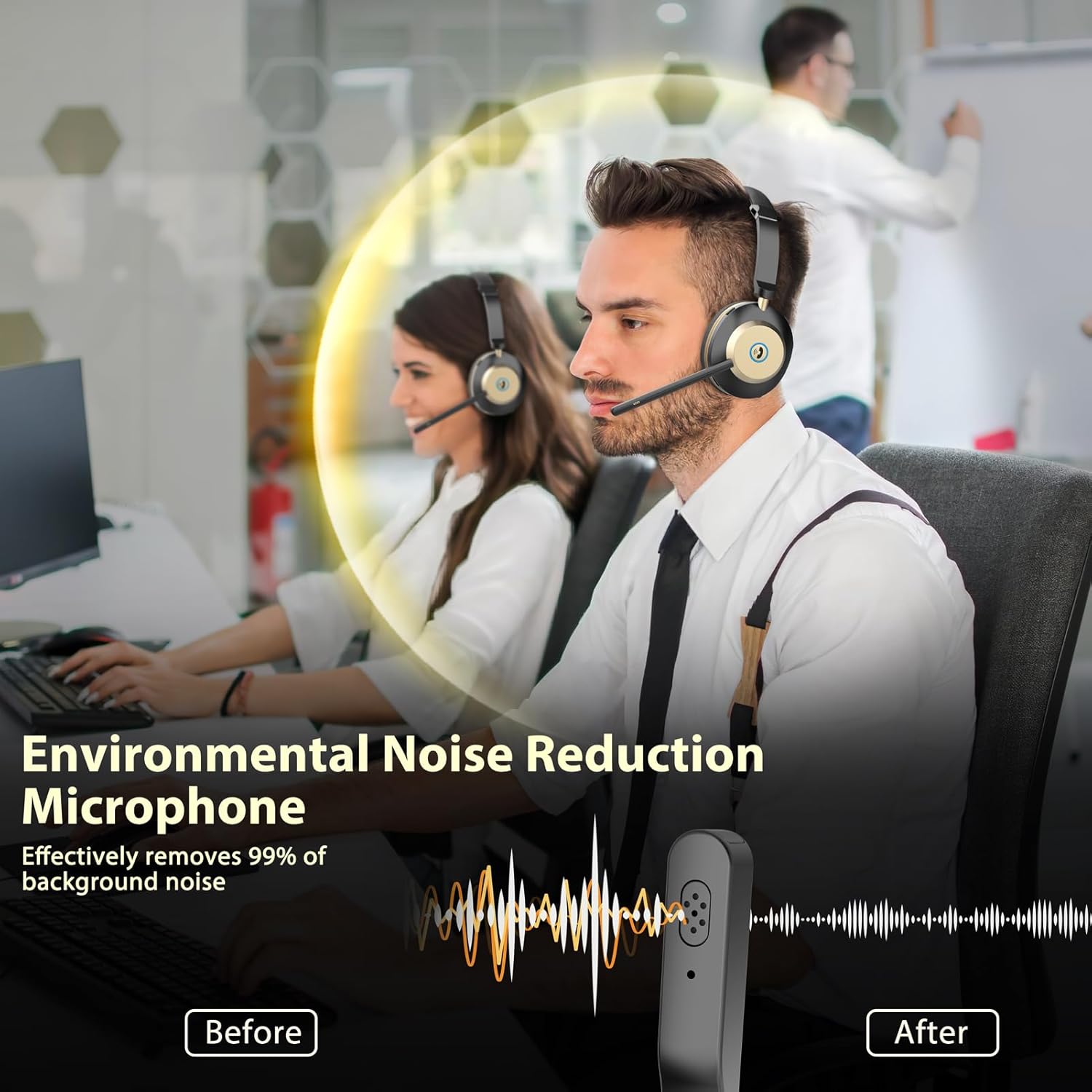 Wireless Headset with Mic, Noi - đánh giá và giá Noise Cancelling Headphone