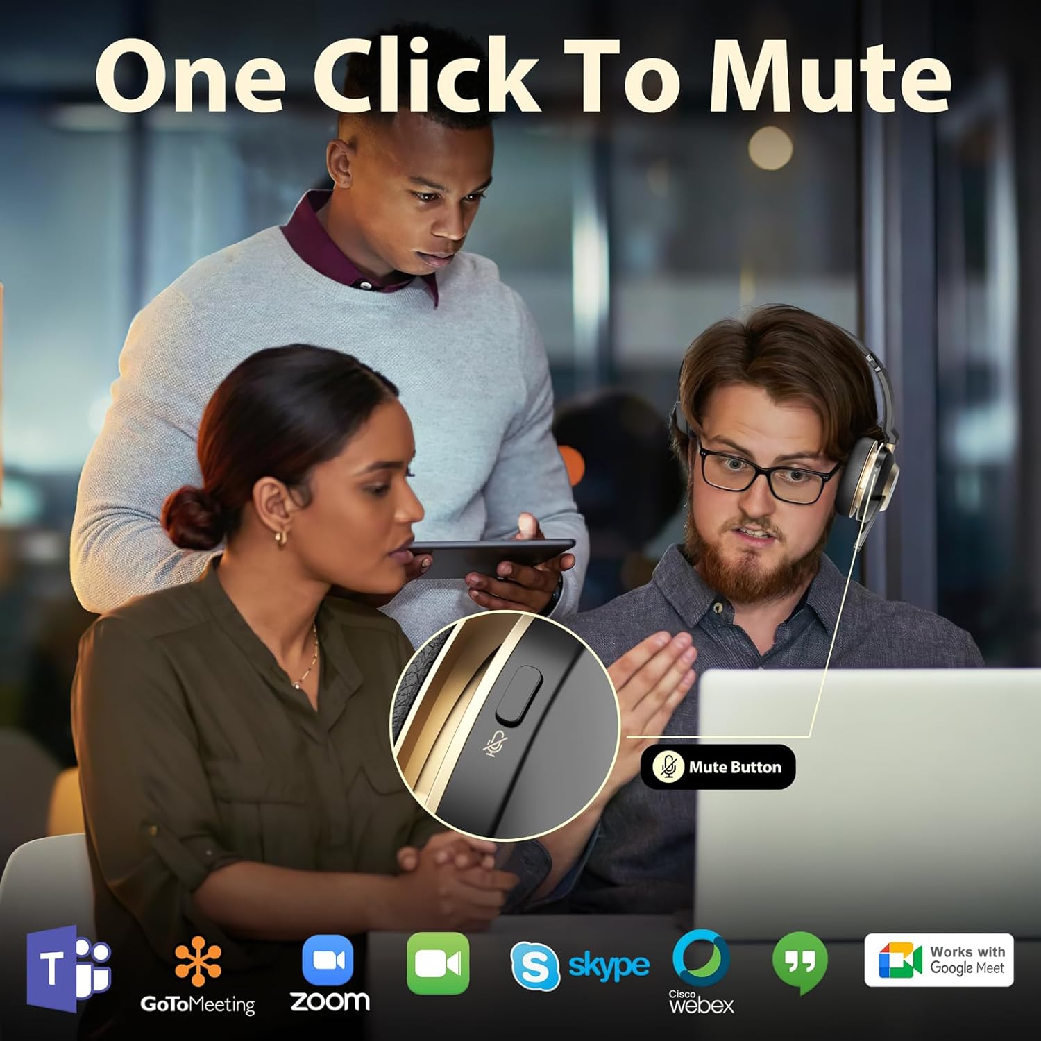 Wireless Headset with Mic, Noi - đánh giá và giá Noise Cancelling Headphone