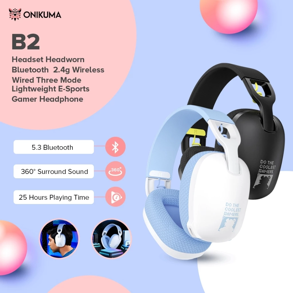 2025 New Onikuma  B2 Wireless  - đánh giá và giá Gaming Headset Rgb