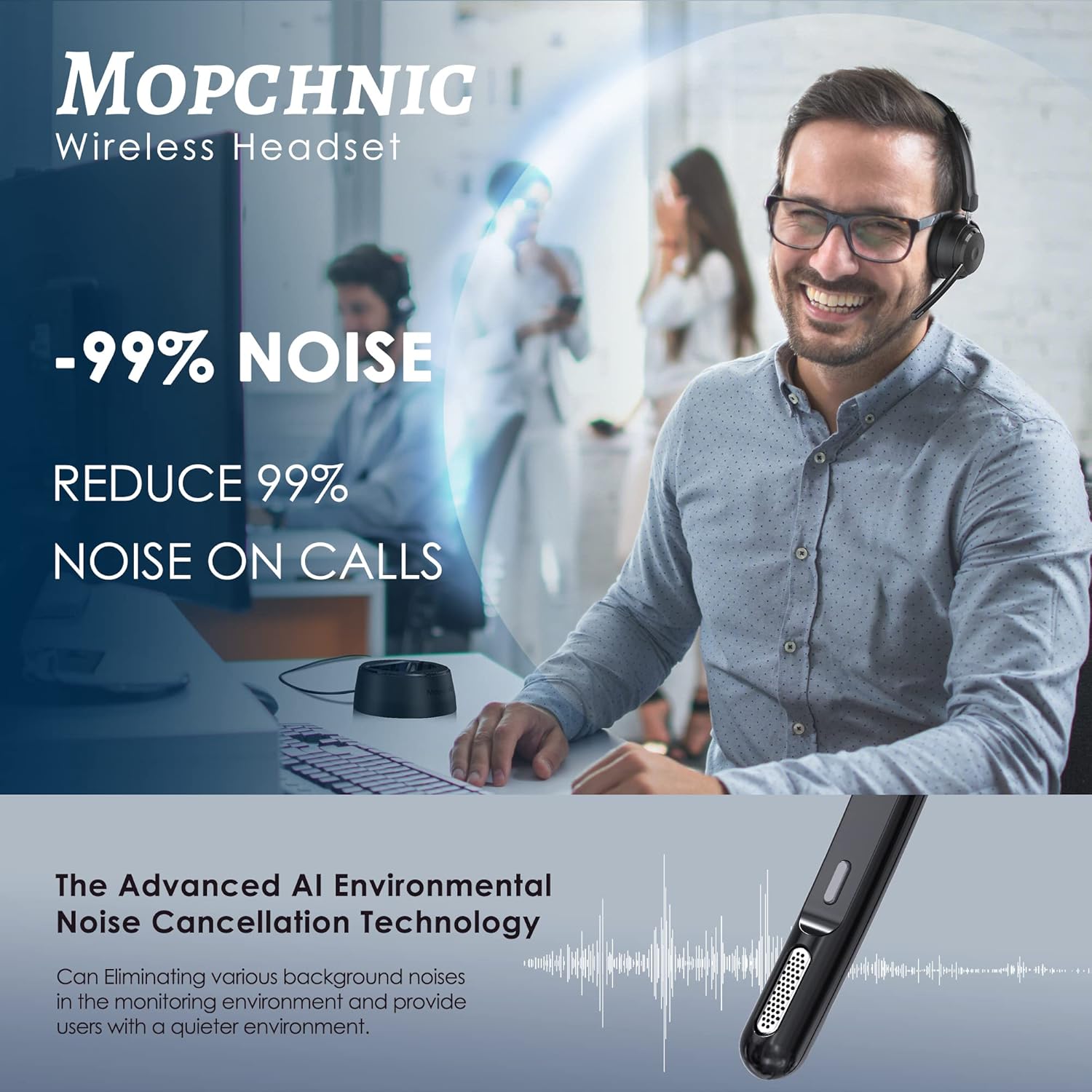 Wireless Bluetooth Headset wit - đánh giá và giá Noise Cancelling Headphone