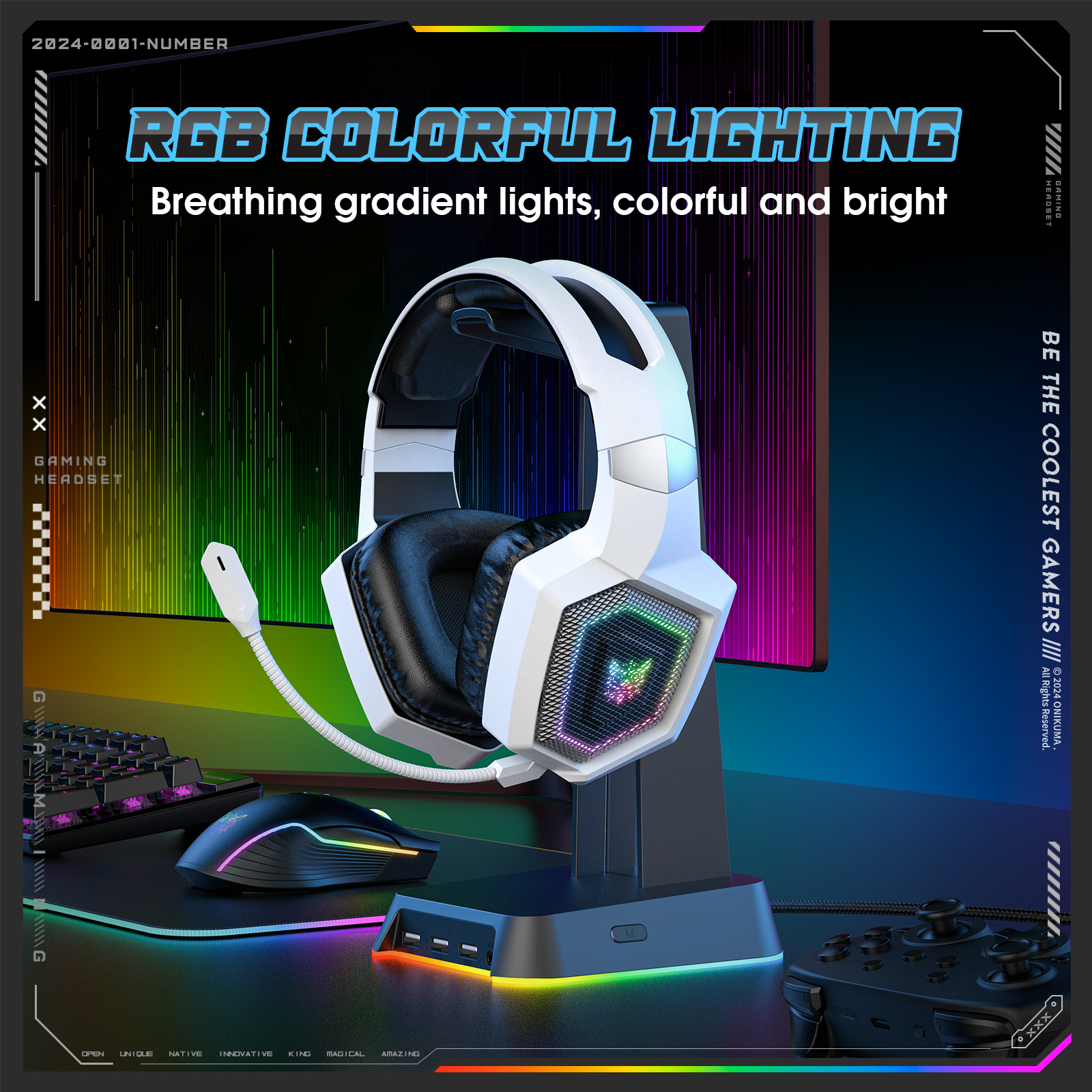 ONIKUMA 2.4GHz Wireless Gaming - đánh giá và giá Gaming Headset Rgb