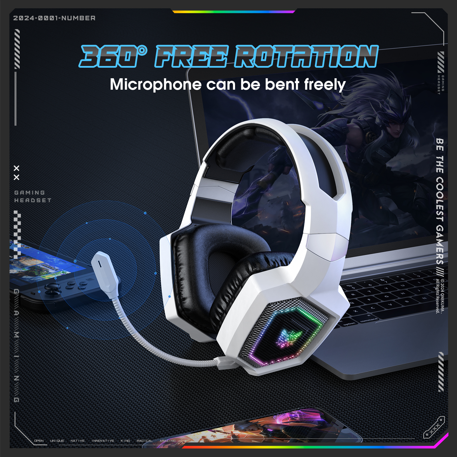 ONIKUMA 2.4GHz Wireless Gaming - đánh giá và giá Gaming Headset Rgb