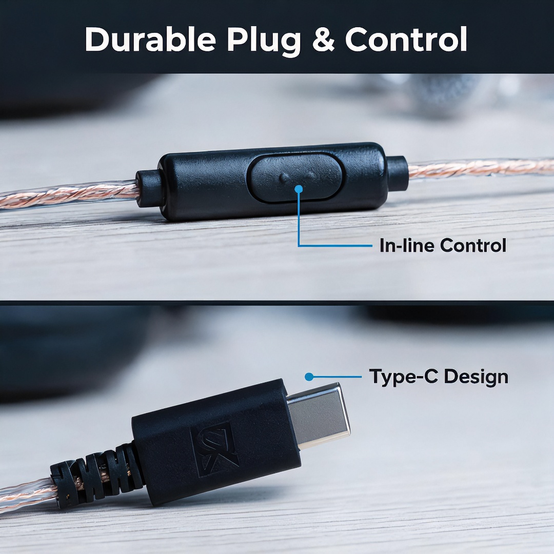 Type-C Wired Earbuds Retro Loo - đánh giá và giá Wired Earphone Mic